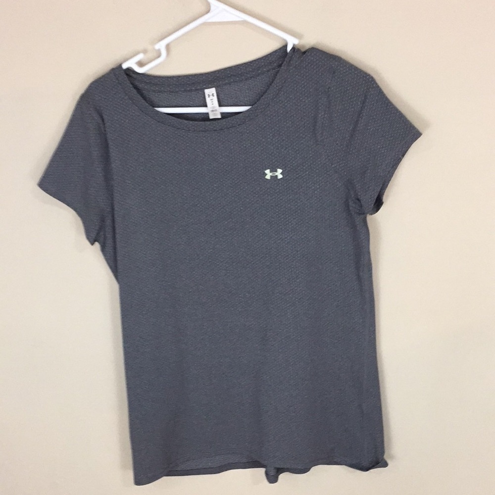 😃Under Armour Gray Sparkle  Athletic Heat Gear Fitted Tee T-shirt Size Medium